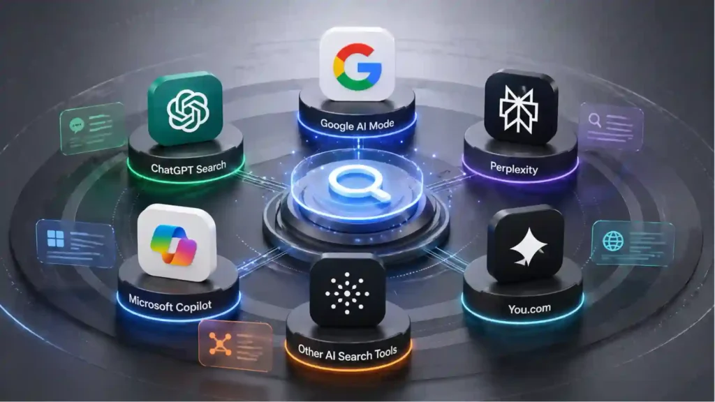 Google AI Mode vs ChatGPT search vs Perplexity vs Copilot and the new rules of AI search