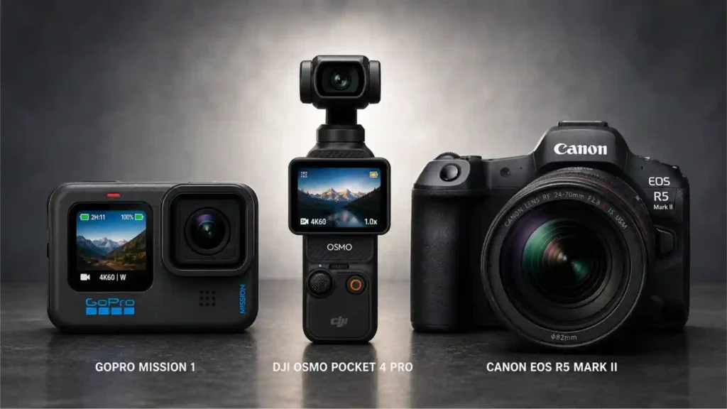 GoPro MISSION 1, DJI Osmo Pocket 4 Pro and Canon EOS R5 Mark II are not fighting for the same creator