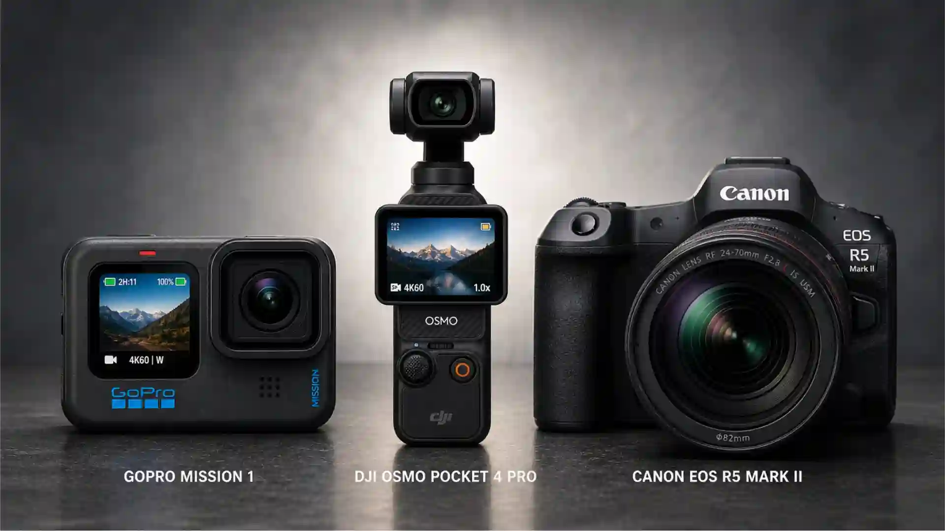 GoPro MISSION 1, DJI Osmo Pocket 4 Pro and Canon EOS R5 Mark II are not fighting for the same creator