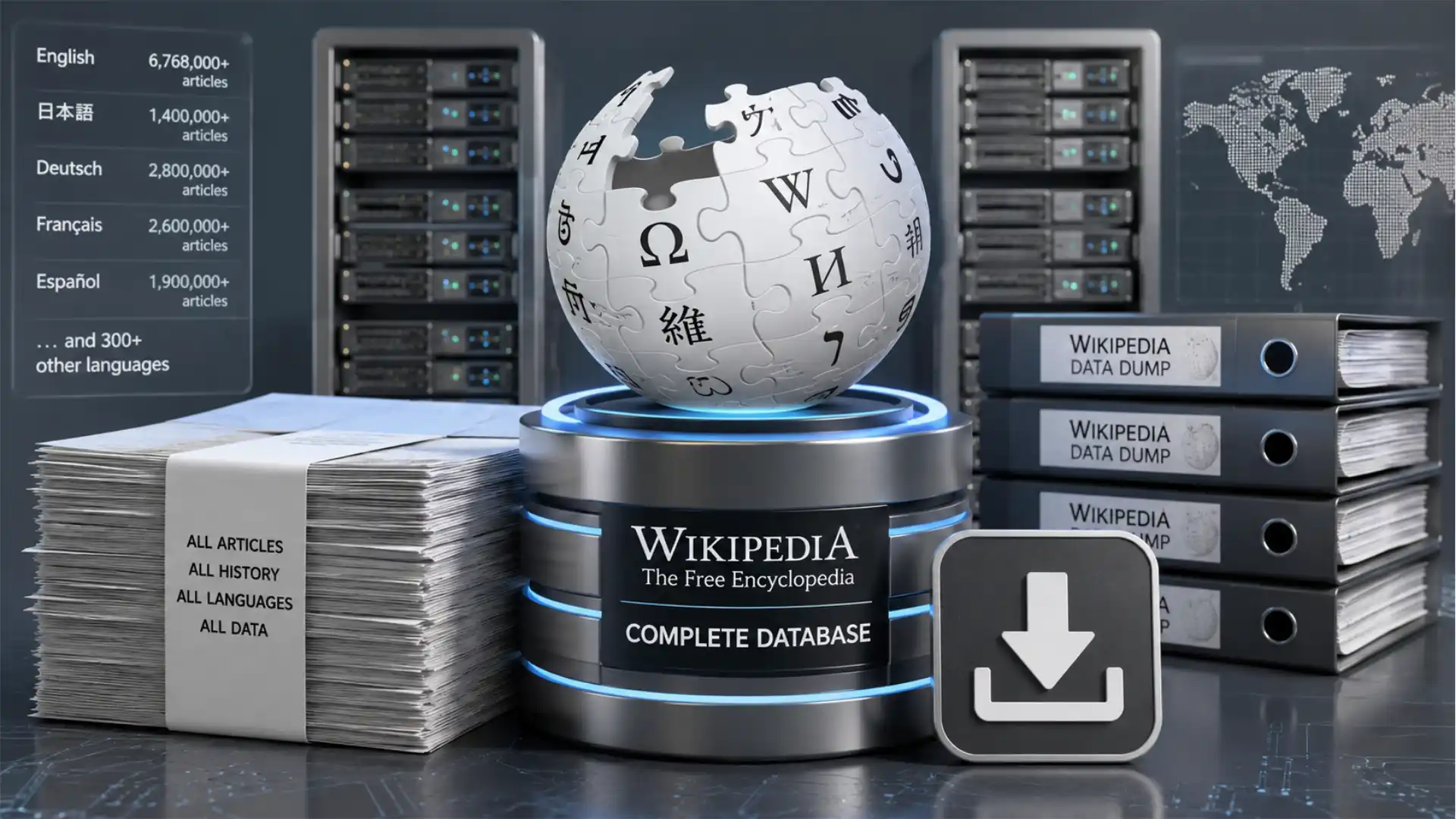 The full Wikipedia database is public, legal, and harder to use than people expect
