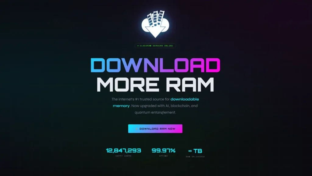 Download More RAM keeps updating the same perfect joke